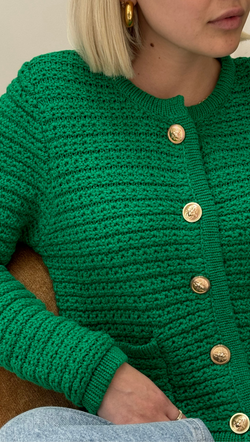 Mila Button Front Sweater - Fern