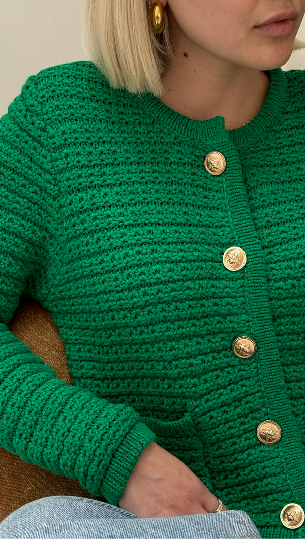 Mila Button Front Sweater - Fern