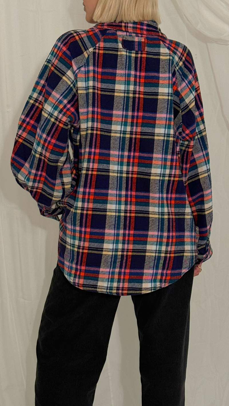 Girl Meets Boy Plaid Shirt - Navy Combo