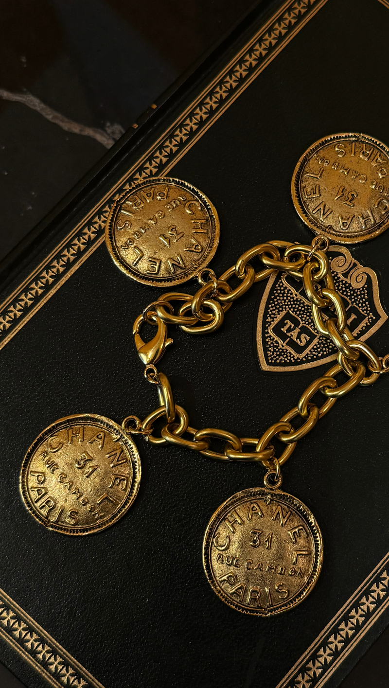 Chanel Stamped 5 Coin Bracelet