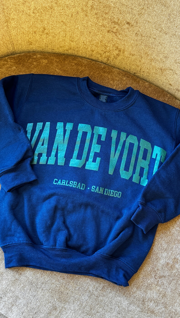 Kids Collegiate Crewneck - Navy/Hunter Green