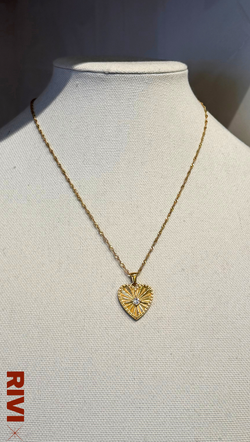 Isadora Heart Pendant Necklace - Gold Plated Stainless Steel