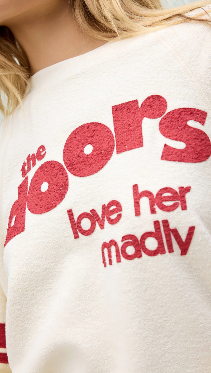 The Doors Love Her Madly Reverse Raglan Crew - Stone Vintage