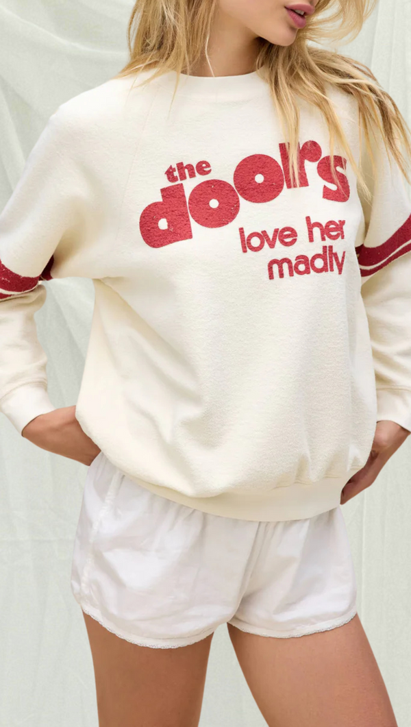 The Doors Love Her Madly Reverse Raglan Crew - Stone Vintage