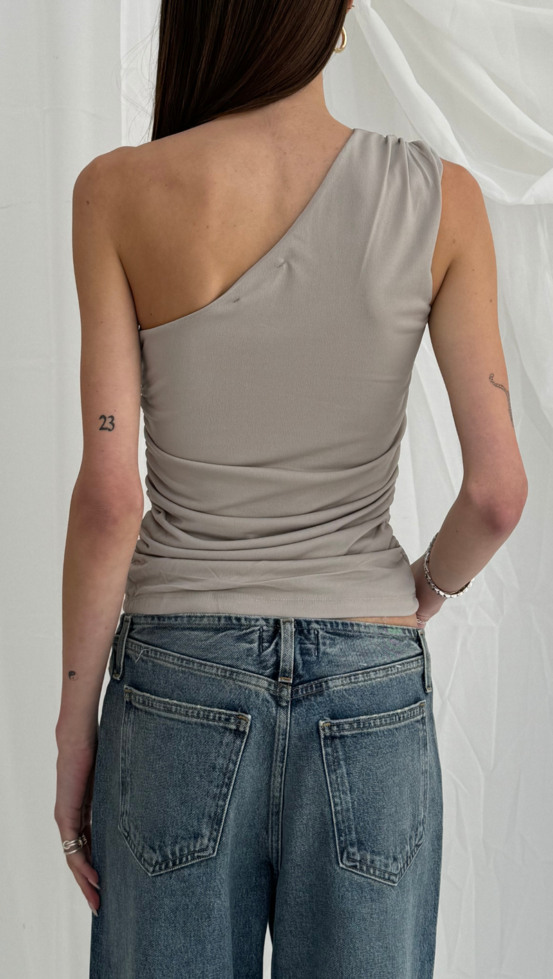 Casey One Shoulder Tank - Dove