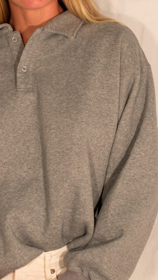 Cosette Polo Sweater - Charcoal