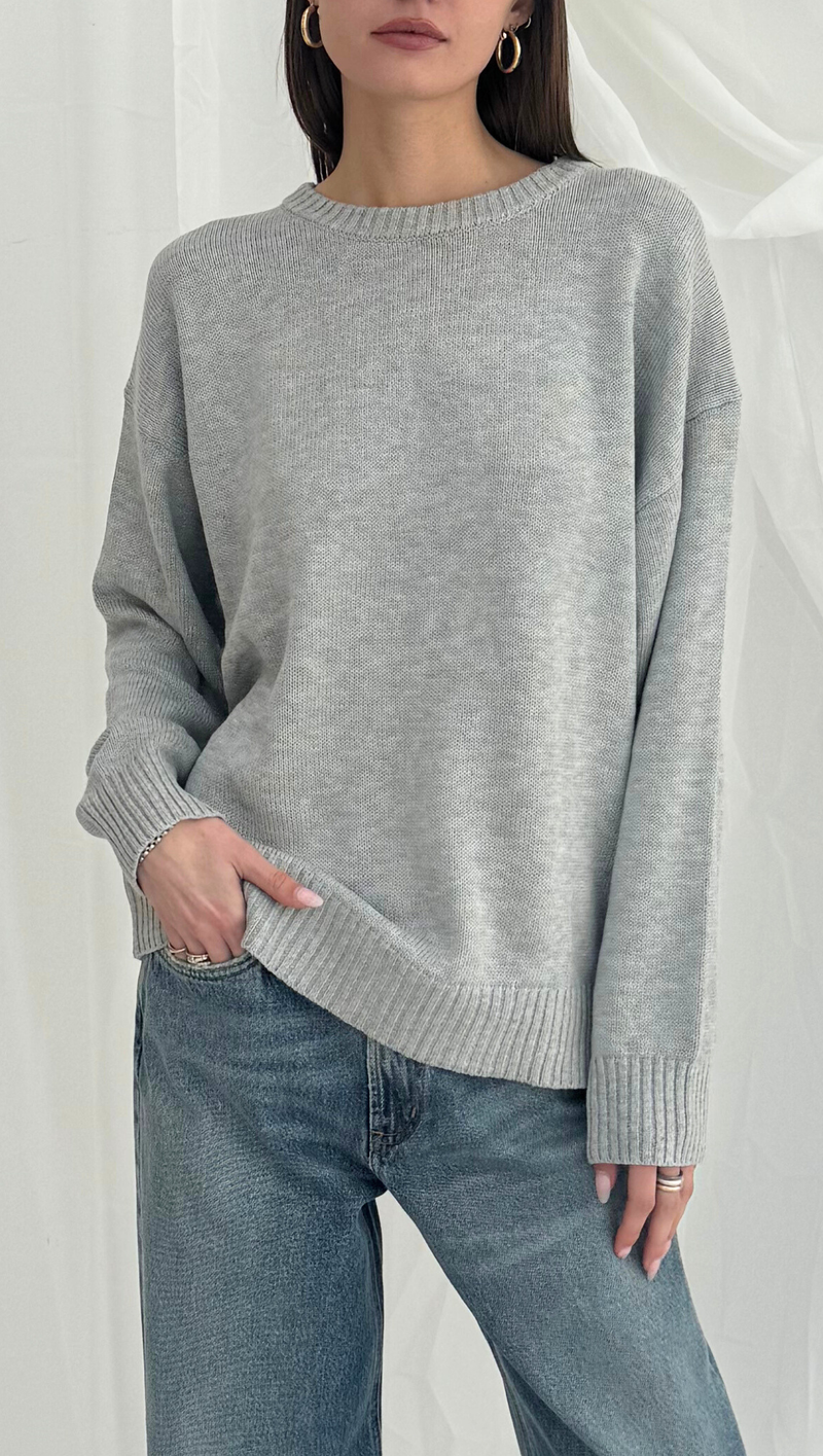 Dylan Crew Neck Sweater - Heather Grey