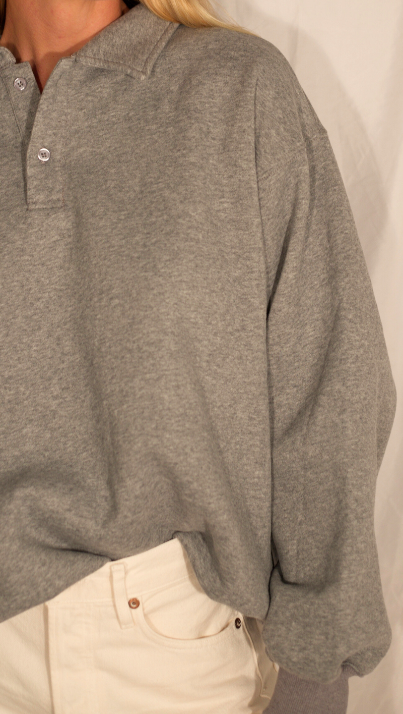 Cosette Polo Sweater - Charcoal