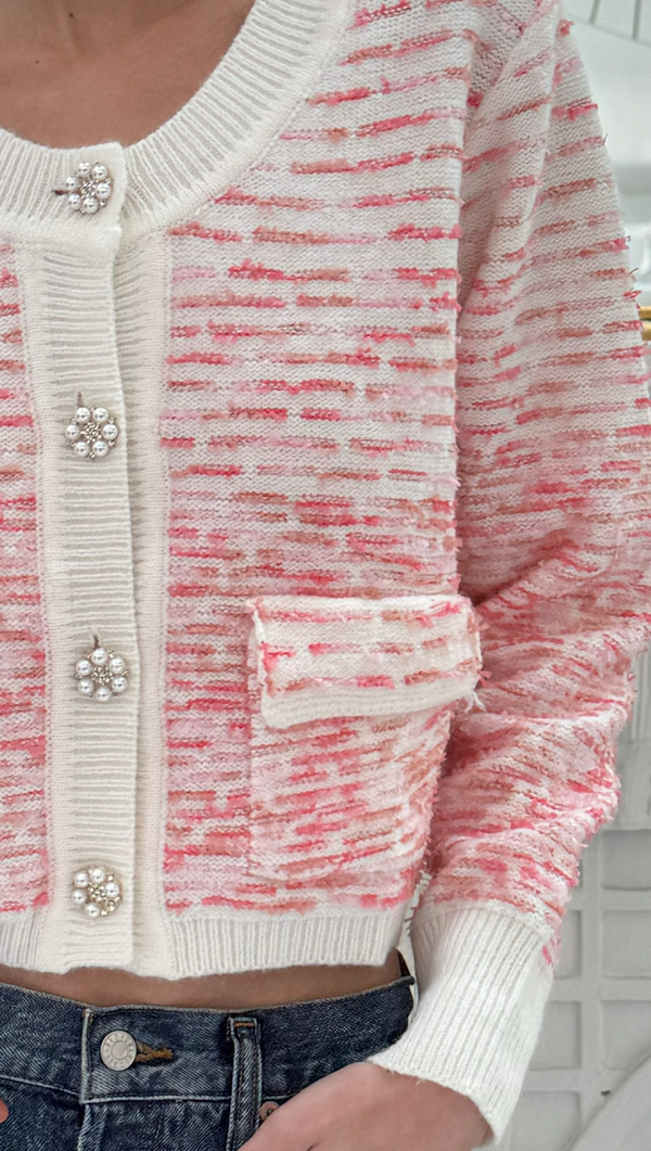 Newport Cardigan - Ivory Pink