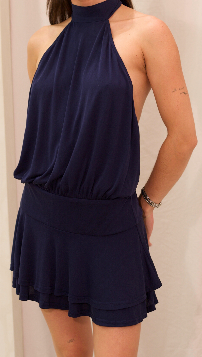 Zepher Backless Mini Dress - Navy