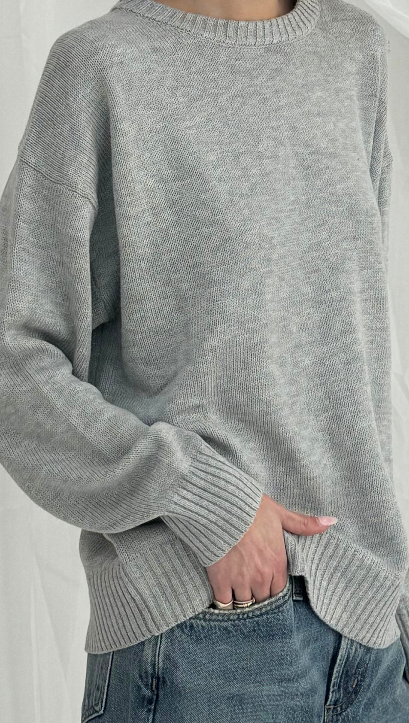 Dylan Crew Neck Sweater - Heather Grey