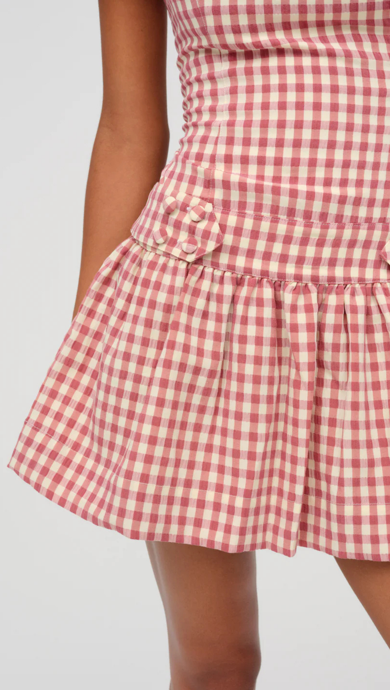 For Love & Lemons Georgia Gingham Short Sleeve Minidrss in Mauve at Nordstrom, Size Large For Love & Lemons Georgia Gingham Short Sleeve Minidrss in Mauve at Nordstrom, Size Large