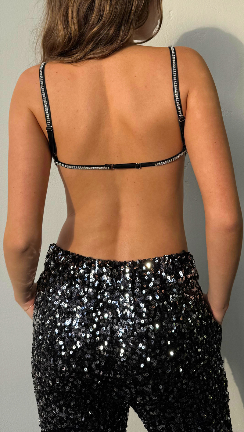 Firework Embelished Bra Top - Black