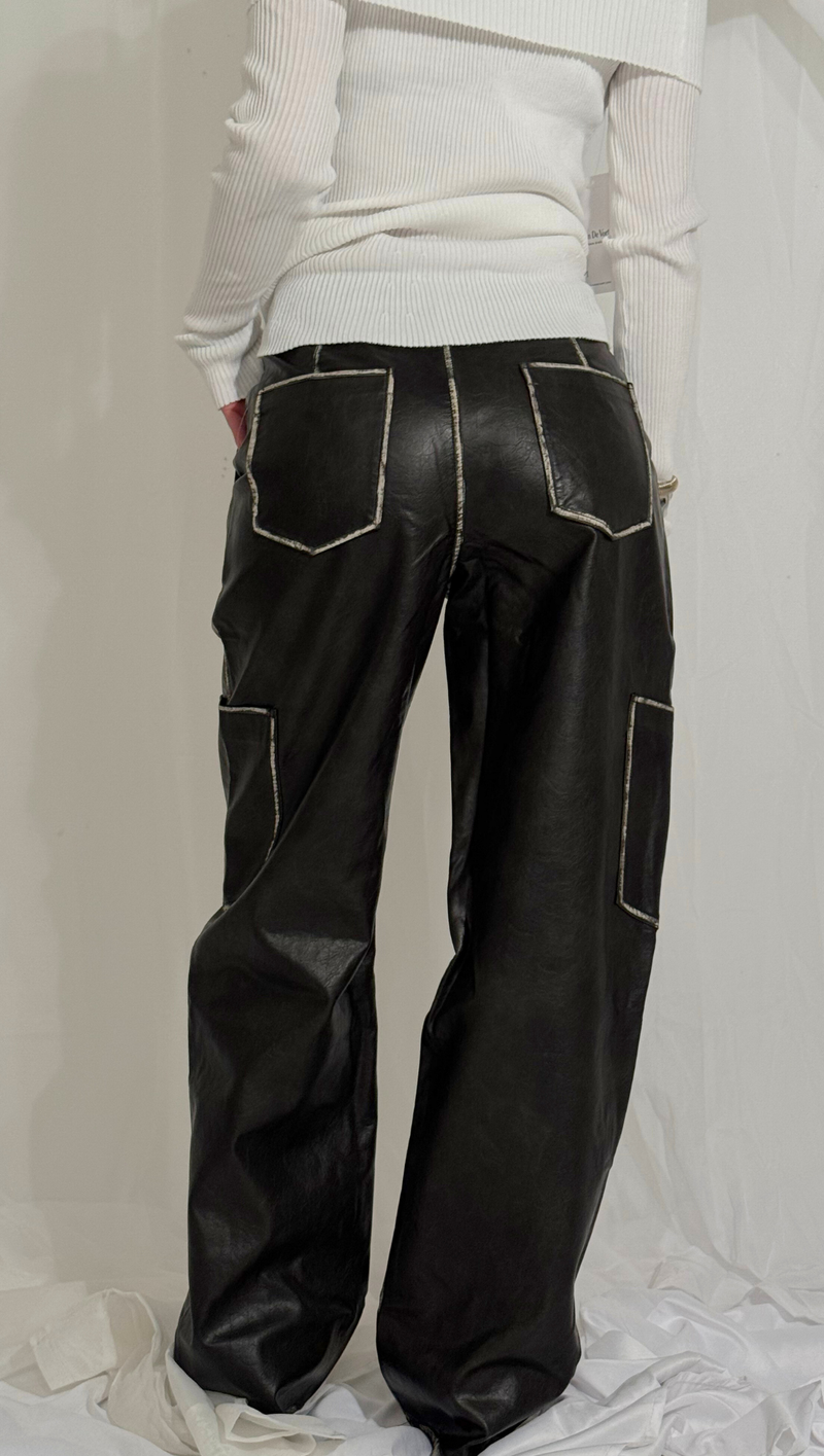 Attila Faux Leather Pants - Vintage Wash