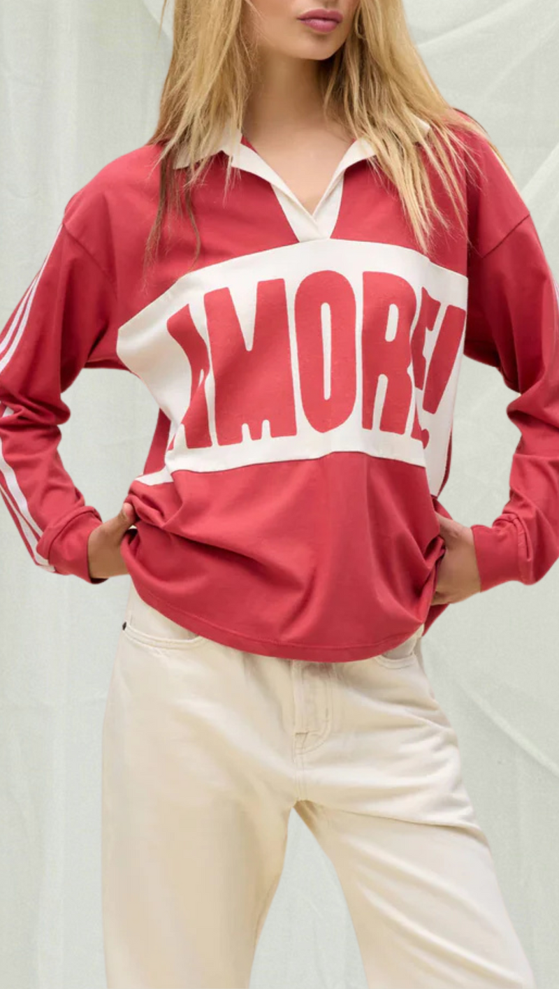 Amore Rugby Long Sleeve - Washed Scarlet