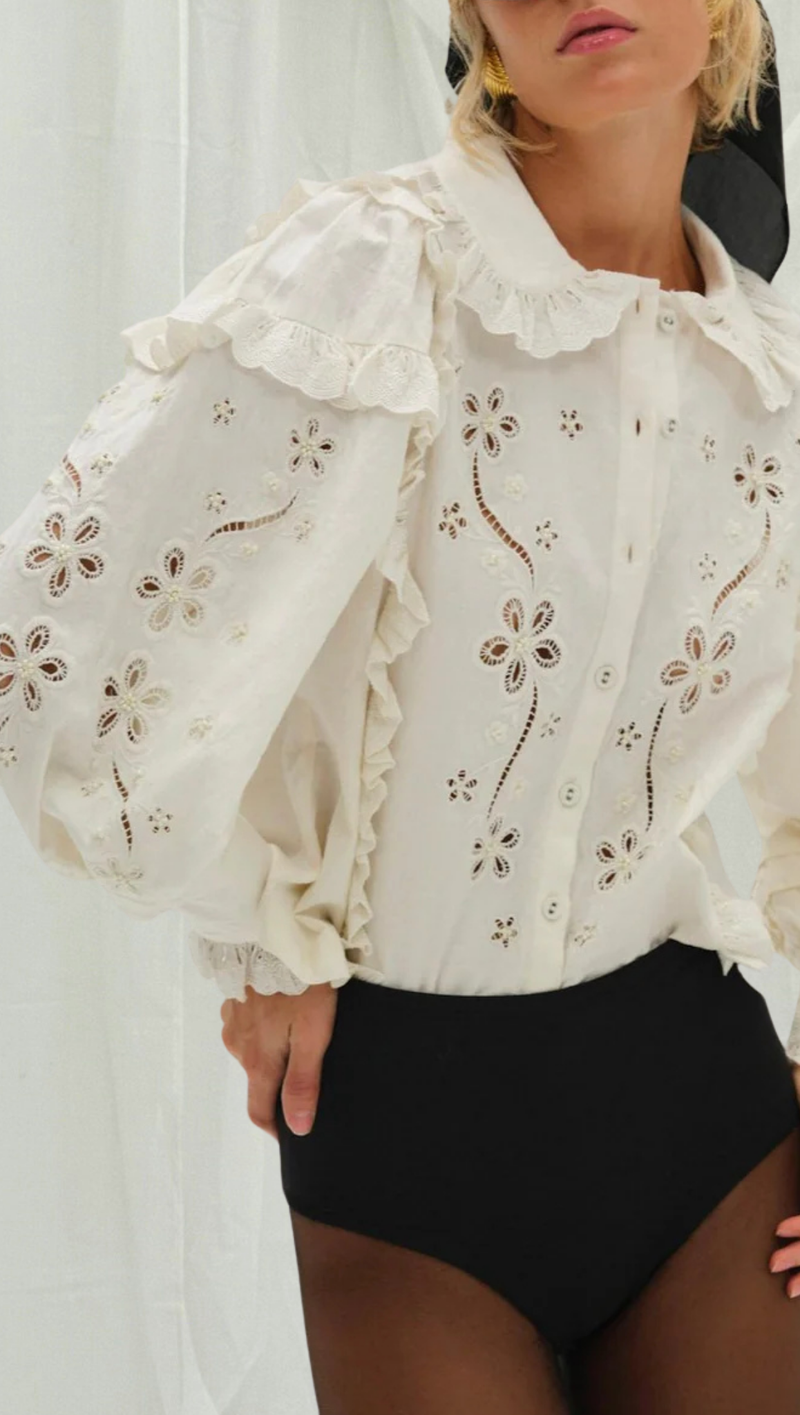 Adelie Embroidered Top - White