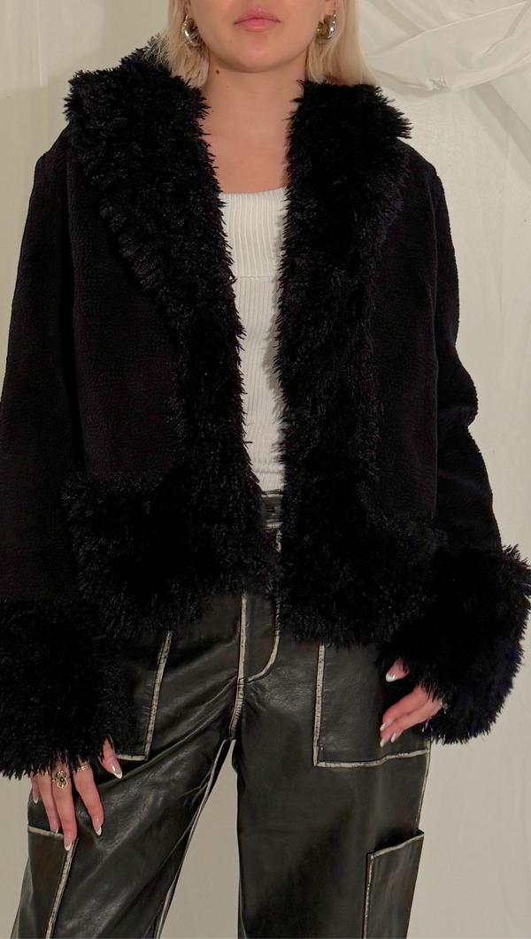 Roma Fur Detail Jacket - Black