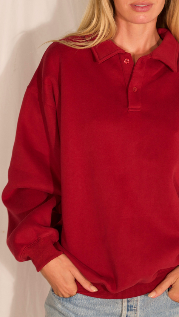 Cosette Polo Sweater - Burgundy