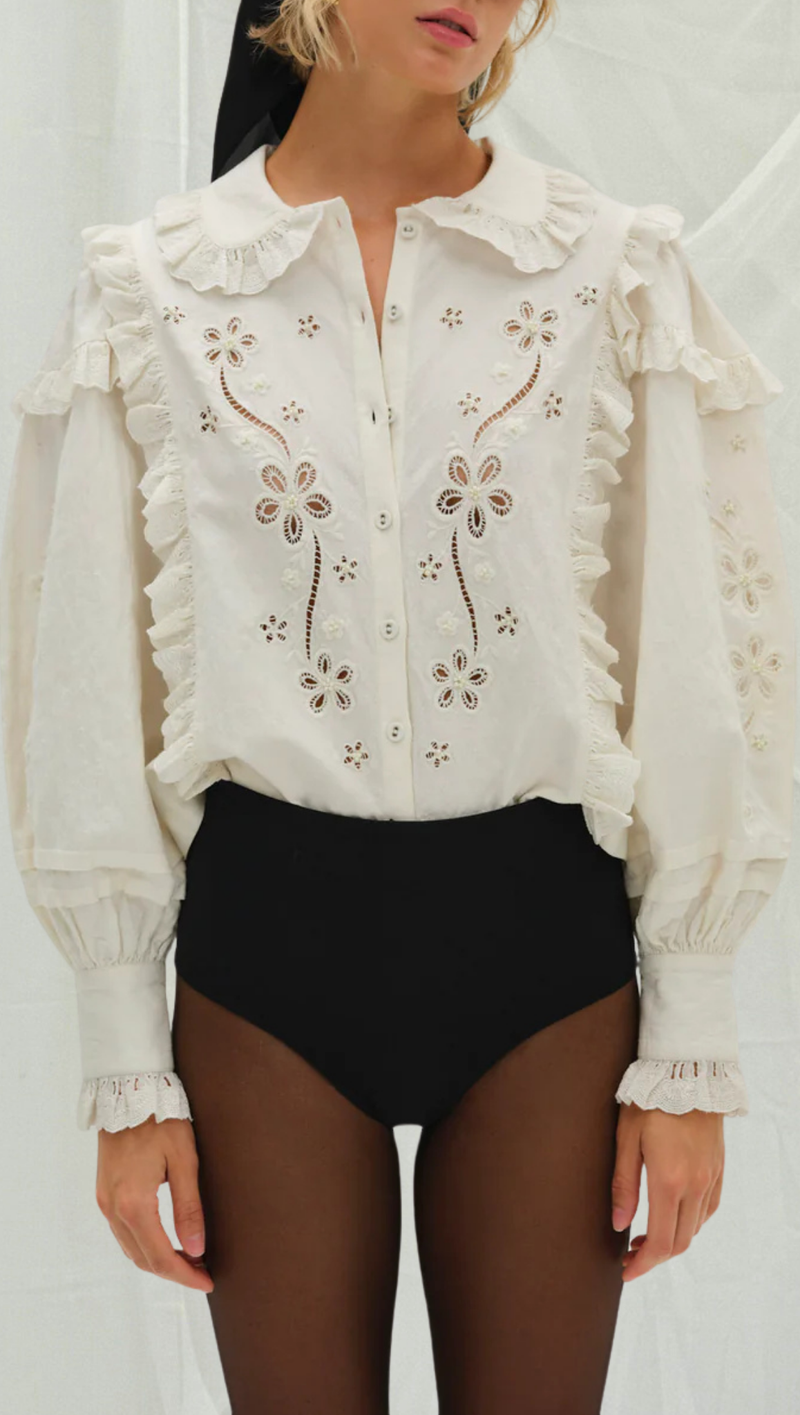 Adelie Embroidered Top - White