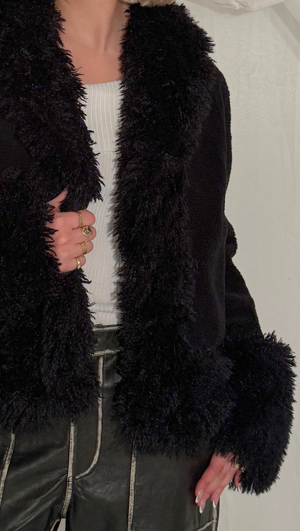 Roma Fur Detail Jacket - Black