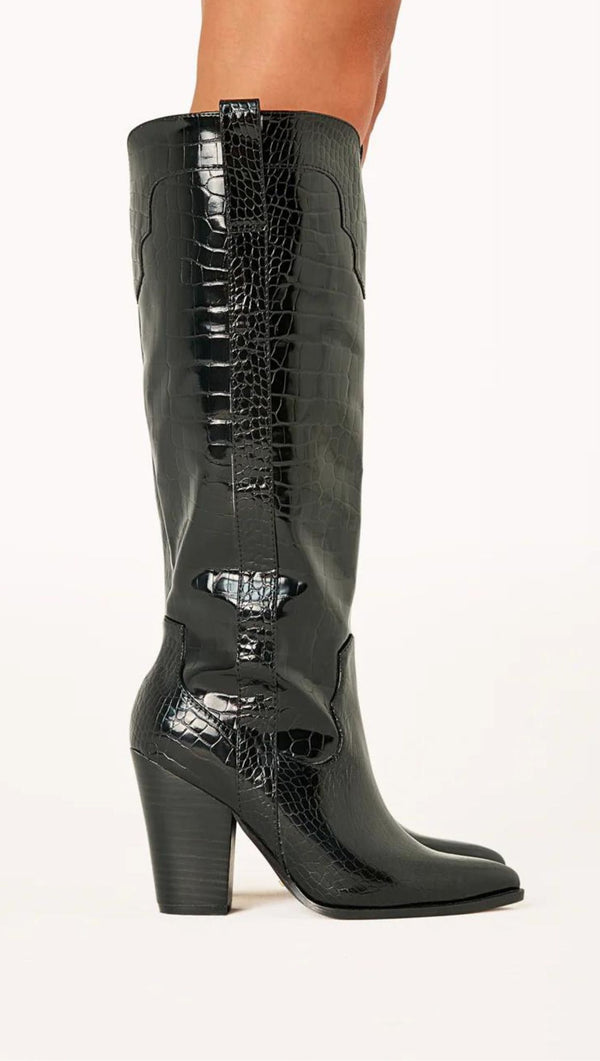Francoise Boot - Shiny Black Croc
