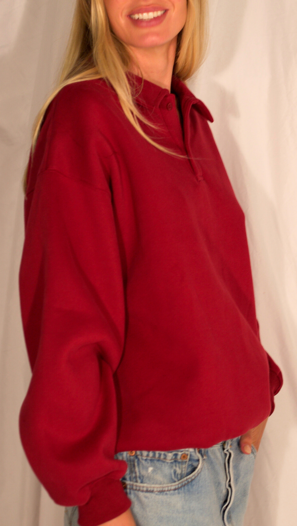 Cosette Polo Sweater - Burgundy