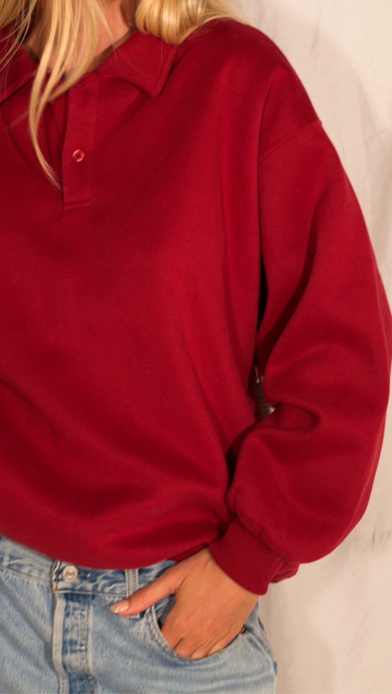 Cosette Polo Sweater - Burgundy