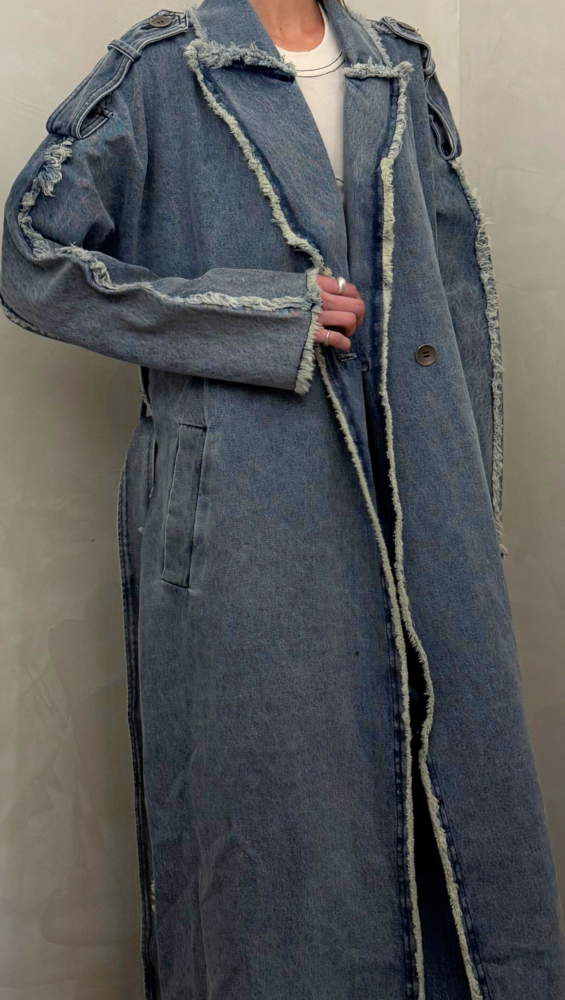 Senses Denim Coat - Distressed Blue