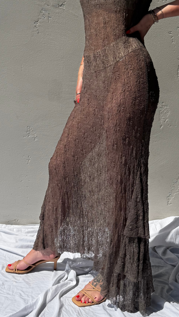 Candace Lace Maxi Dress - Taupe