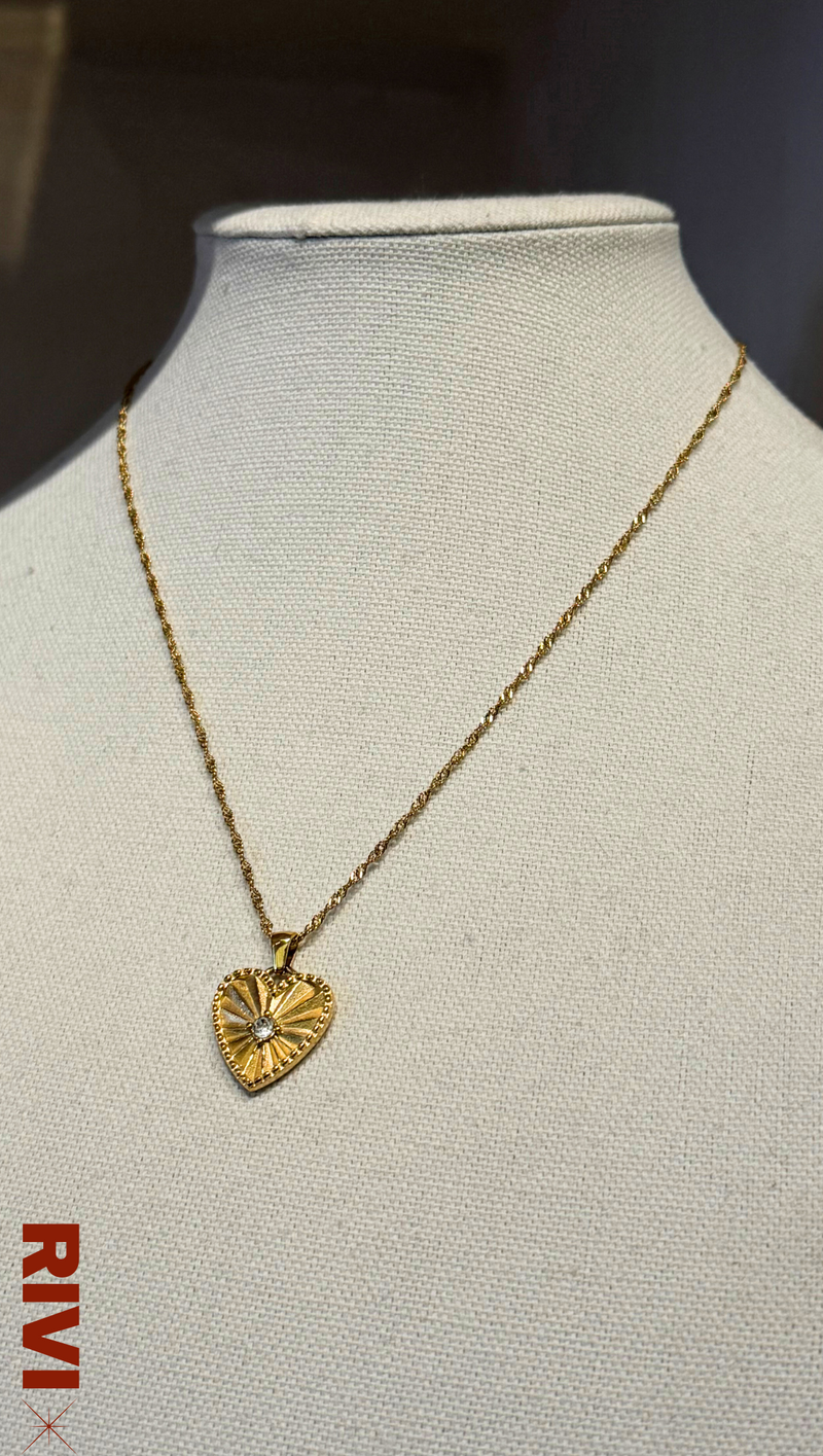 Isadora Heart Pendant Necklace - Gold Plated Stainless Steel