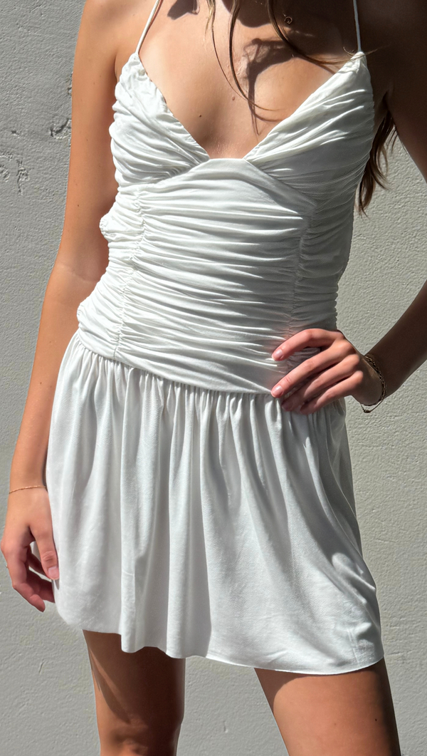 Catana Ruched Mini Dress - Off White