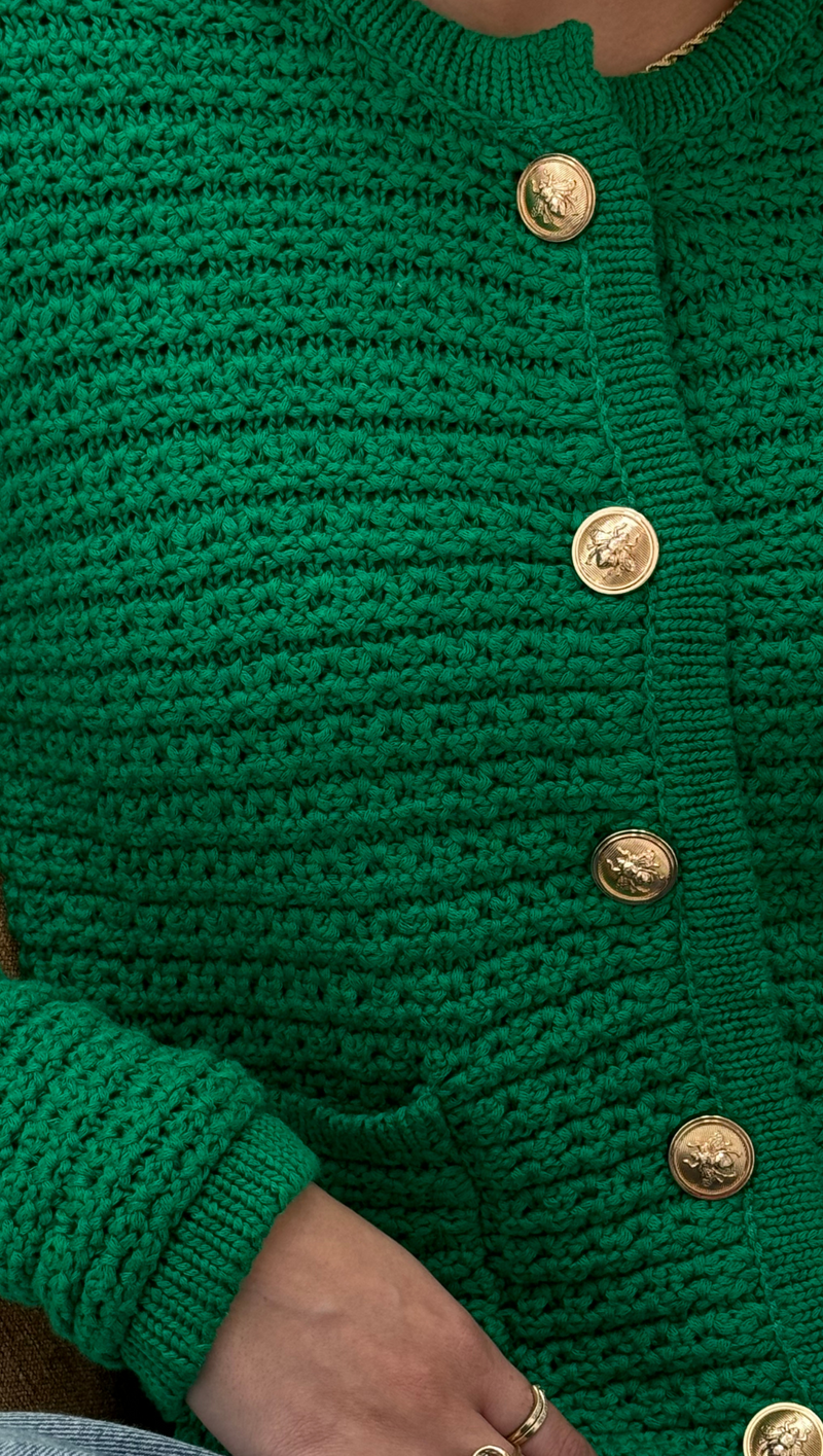 Mila Button Front Sweater - Fern