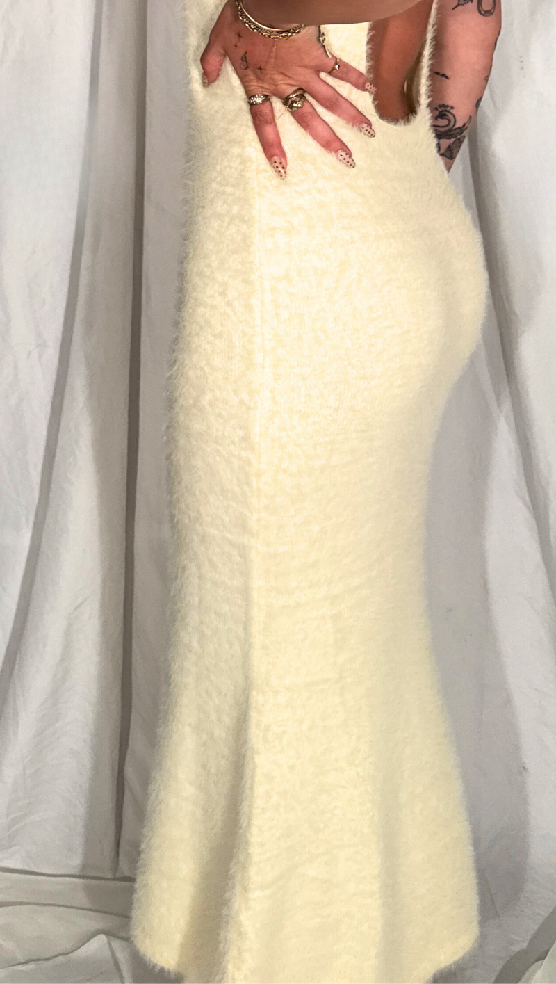 Wren Fuzzy Knit Maxi Dress - Cream