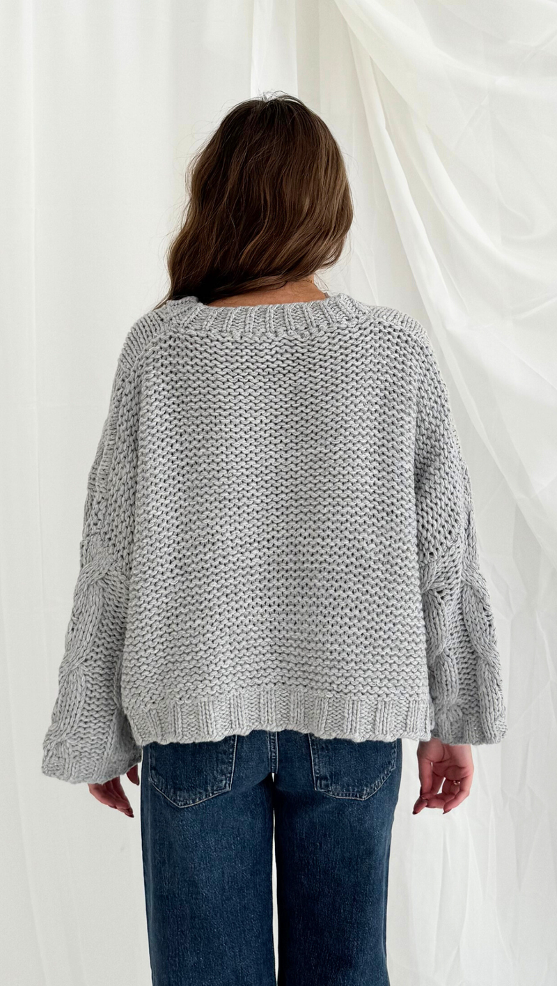 Elise Chunky Knit Sweater - Heather Grey