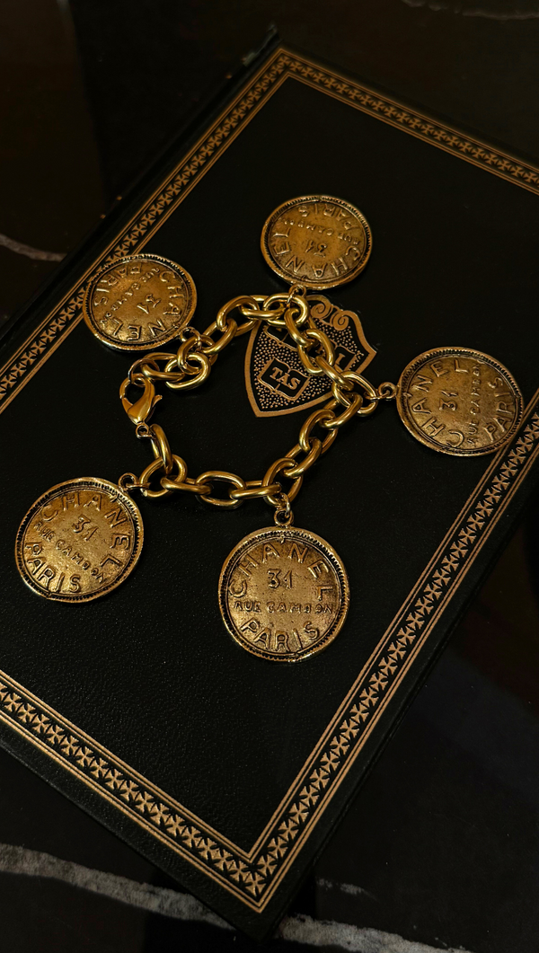 Chanel Stamped 5 Coin Bracelet