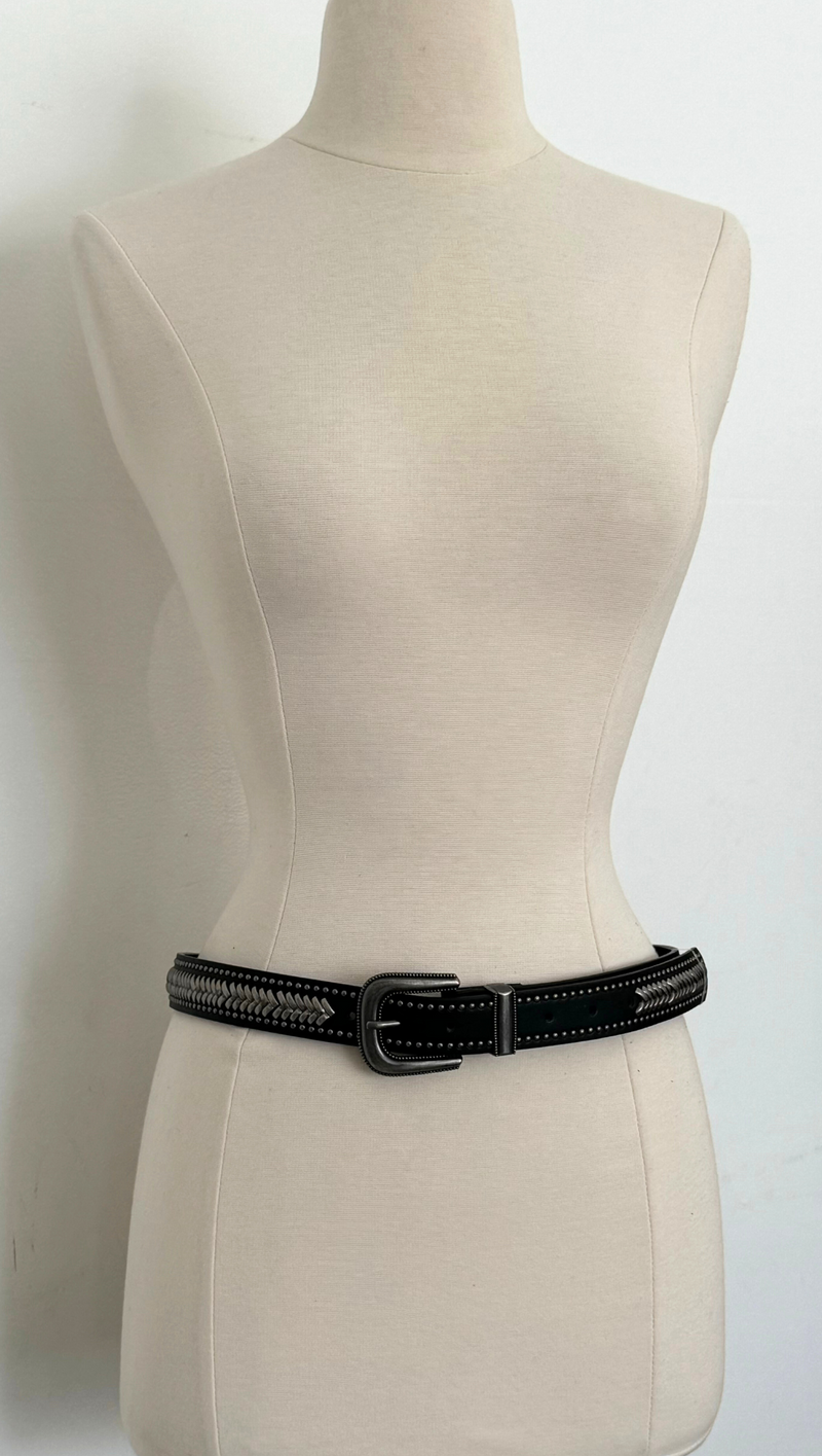 Chevron Studded Belt - Black