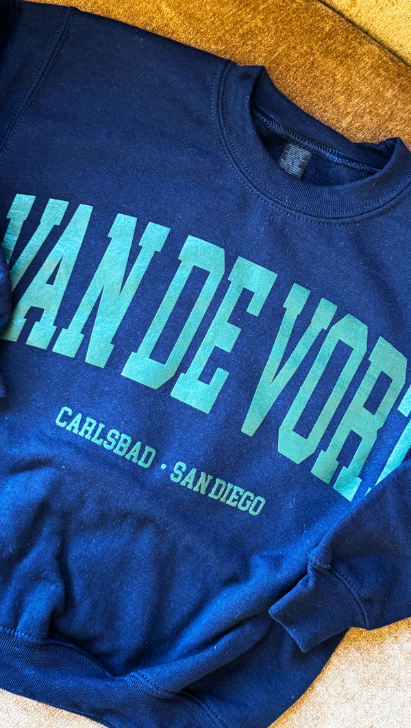 Kids Collegiate Crewneck - Navy/Hunter Green