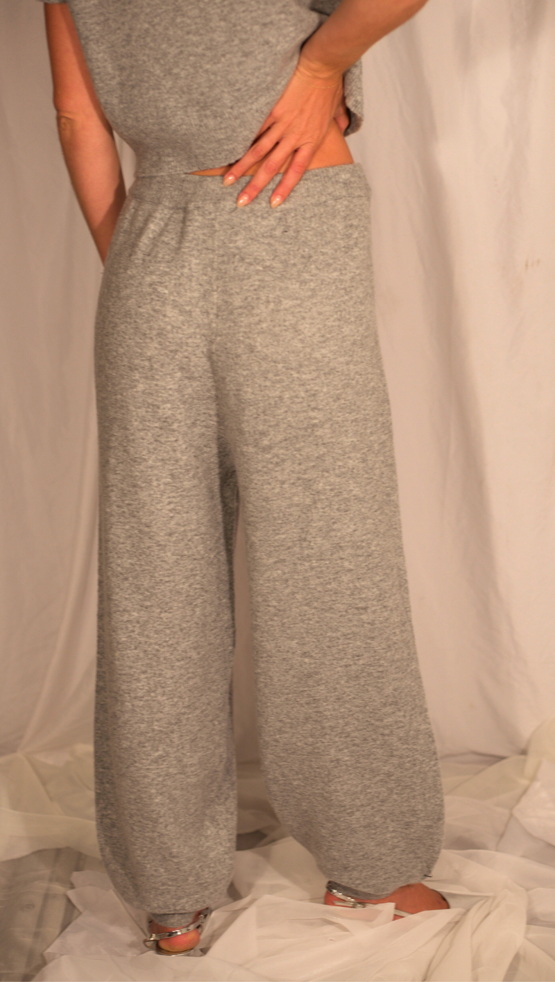 Knit Jogger Set and Scarf -Grey