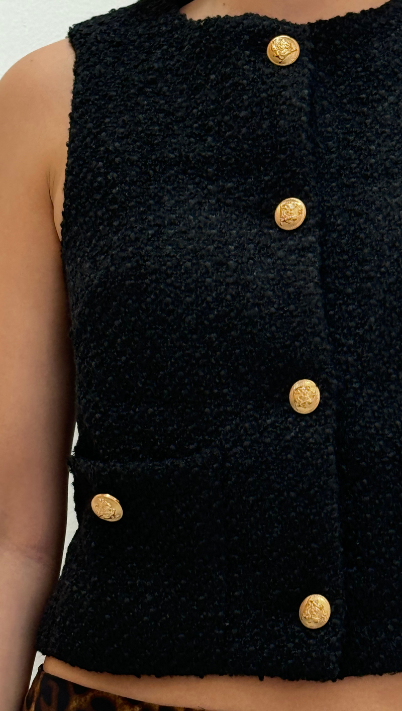 Felicia Tweed Vest - Black