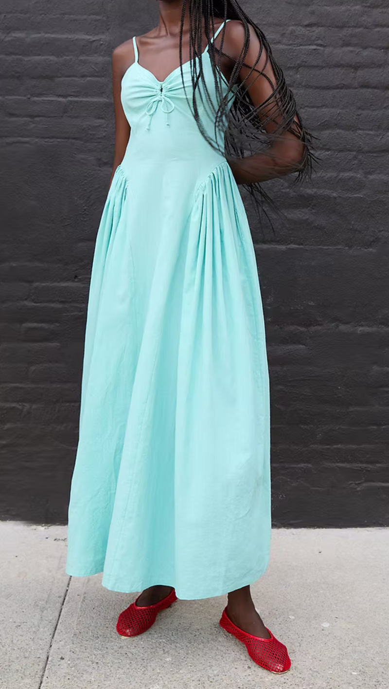 Gilita Linen Maxi Dress - Aqua Blue Van De Vort Gilita Linen Maxi Dress - Aqua Blue Van De Vort