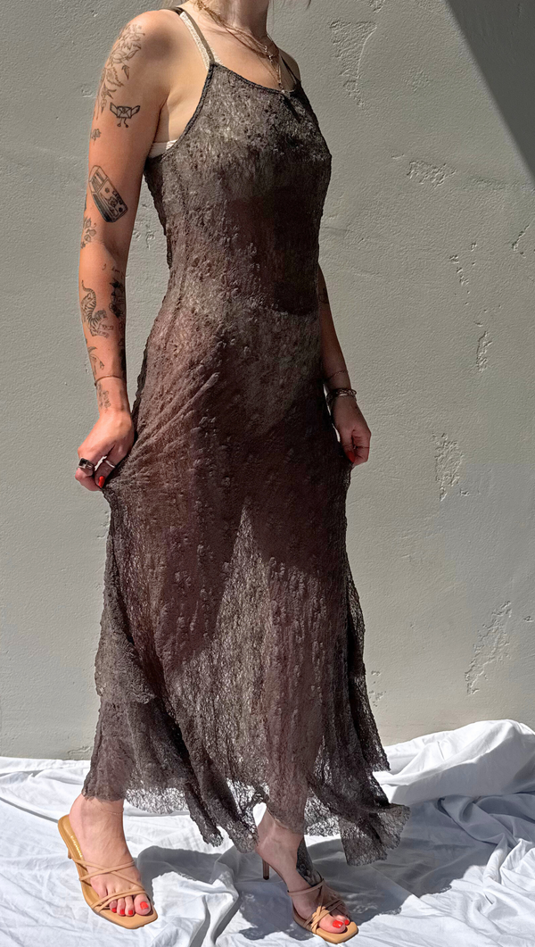 Candace Lace Maxi Dress - Taupe