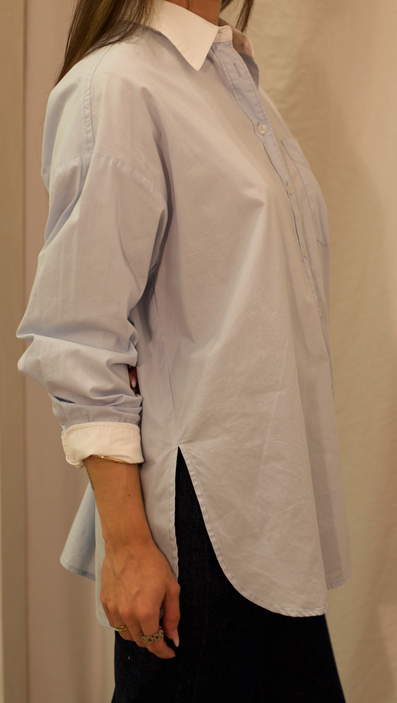 White Collar Button Up Shirt - Blue