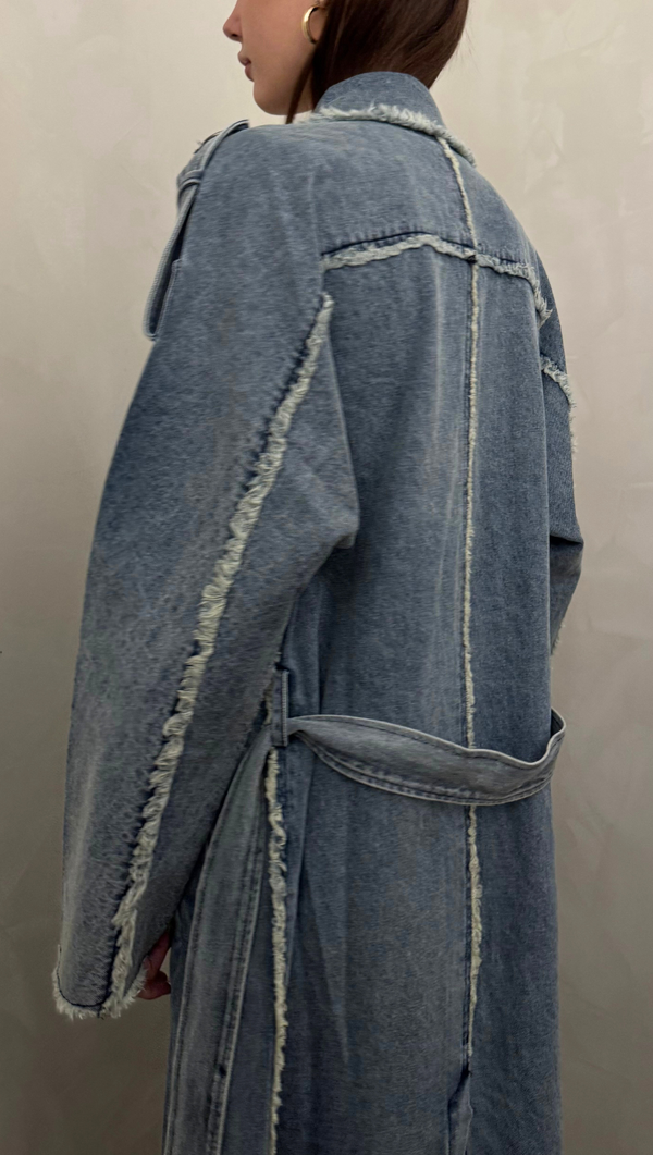 Senses Denim Coat - Distressed Blue