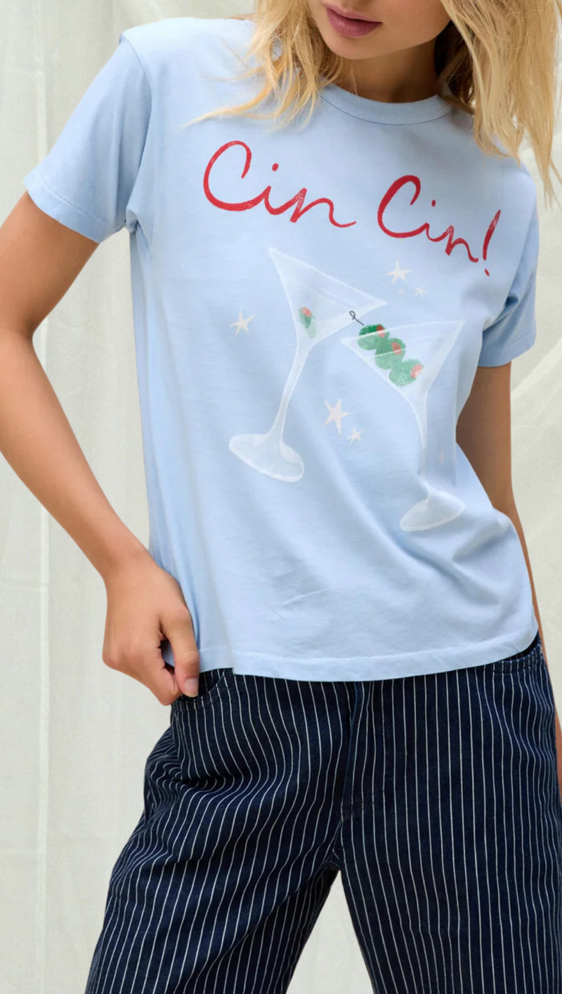 Cin Cin Ringer Tee - Powder Blue