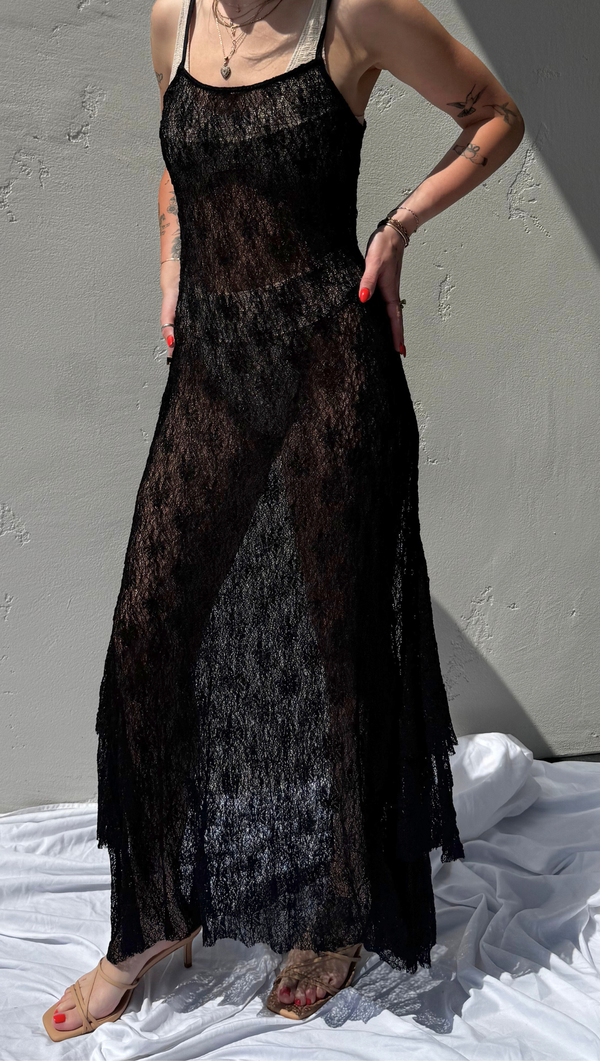 Candace Lace Maxi Dress - Black