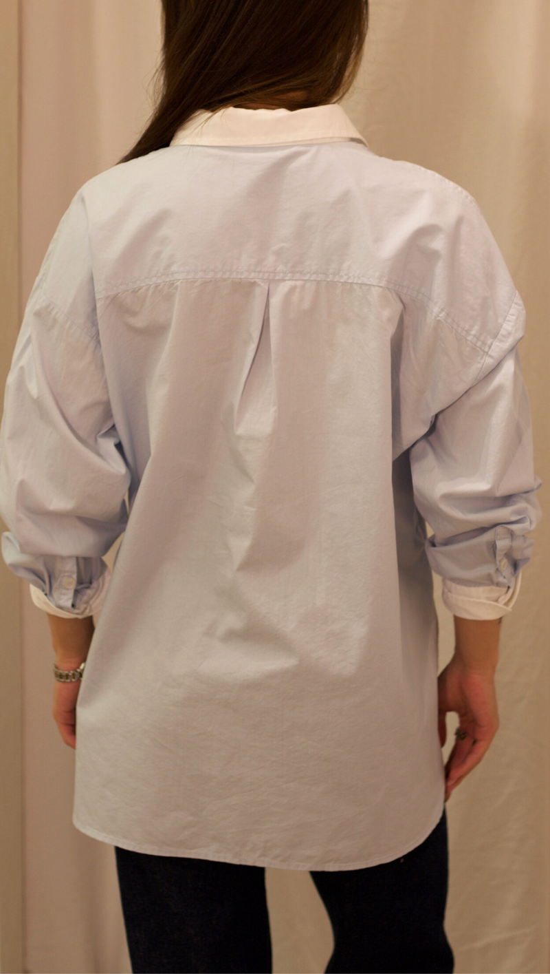 White Collar Button Up Shirt - Blue