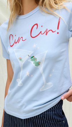 Cin Cin Ringer Tee - Powder Blue