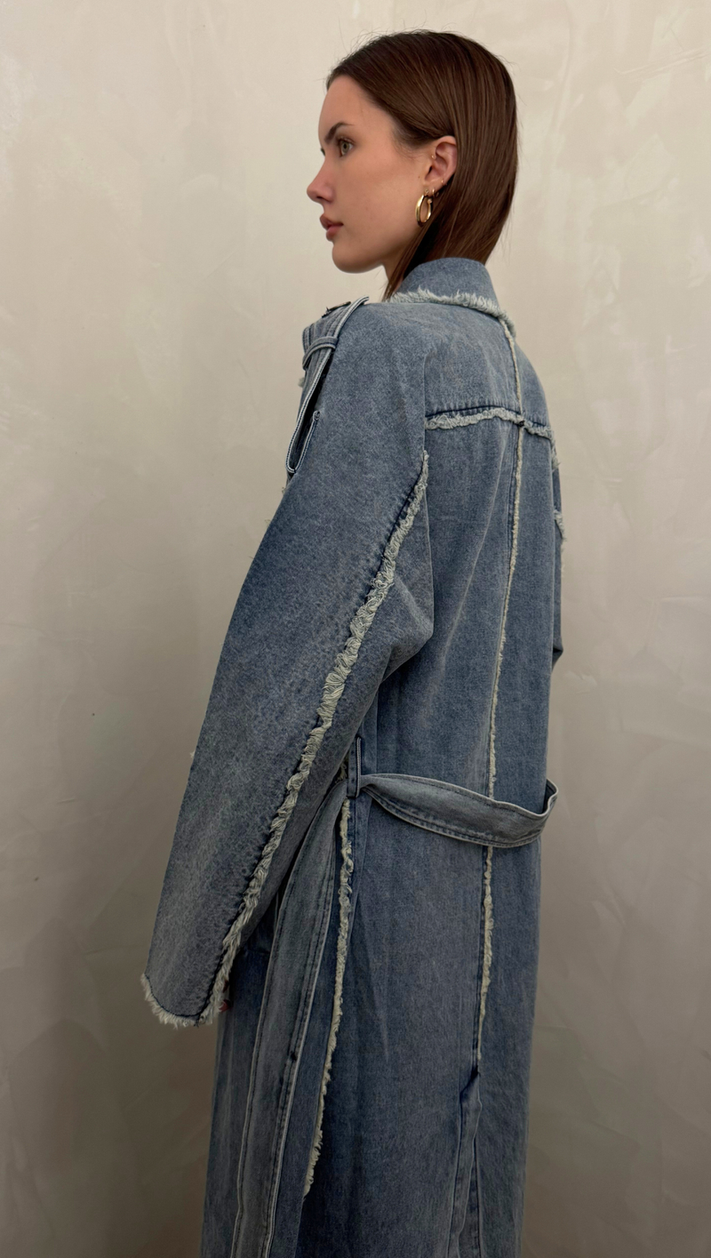 Senses Denim Coat - Distressed Blue