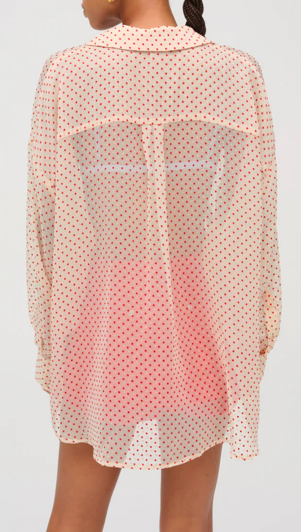 Love Dot Button-Up Top - Cream White