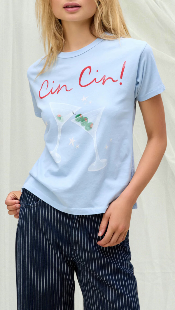 Cin Cin Ringer Tee - Powder Blue